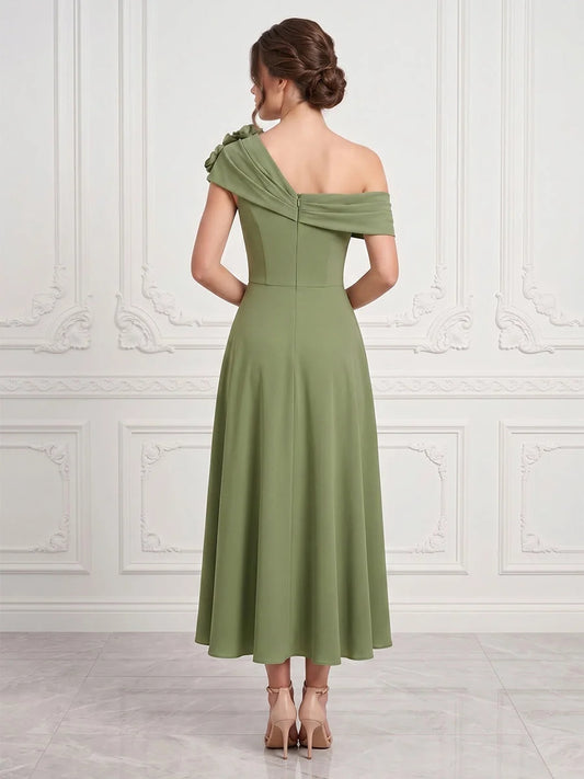 Dusty Sage midi mother of the bride dress, alternate view showing the bodice and skirt