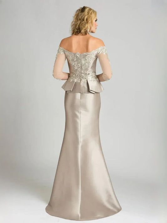 Champagne mermaid floor-length formal dress with embroidery, alternate view