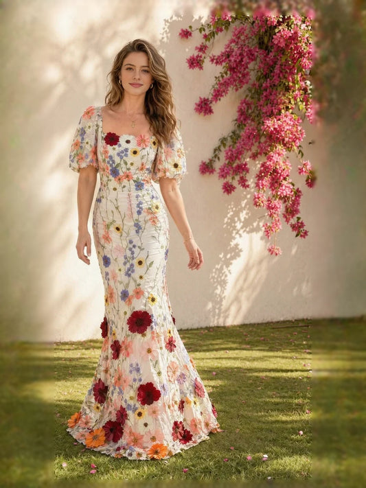 Ivory white floor-length wedding dress, alternate view showing the bodice and skirt