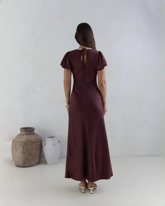 sleeveless mesh a-line maxi bridesmaid dress - image 2