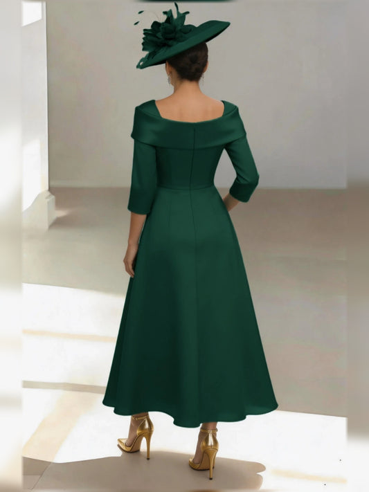 Emerald Green midi mother of the bride dress, alternate view showing the bodice and skirt
