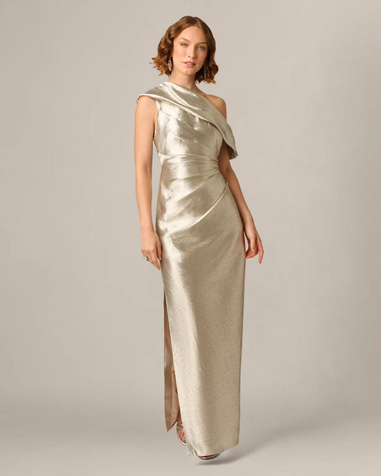 one-shoulder a-line maxi mother of the bride dress - image 2