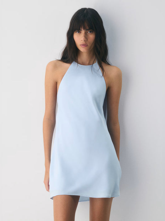 Orange mini homecoming dress, alternate view showing the bodice and skirt