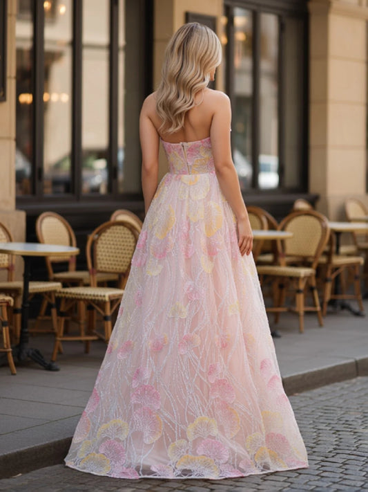 Daffodil maxi prom dress, alternate view showing the bodice and skirt
