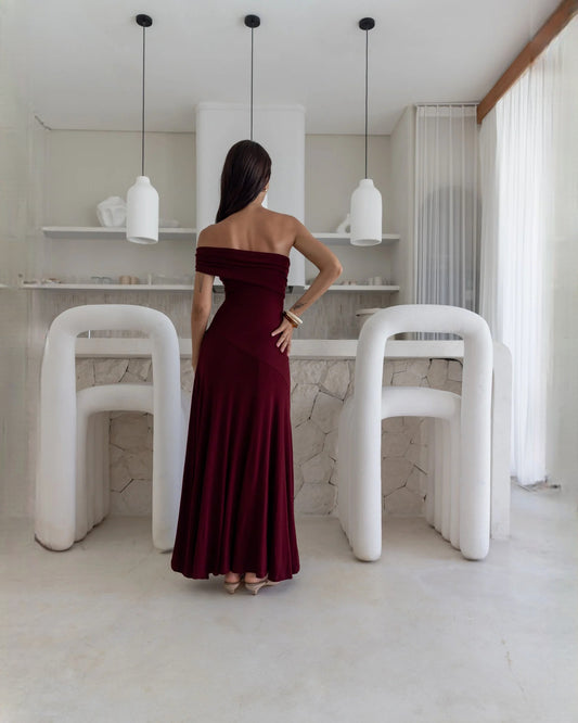 off-shoulder mesh a-line maxi bridesmaid dress - image 2