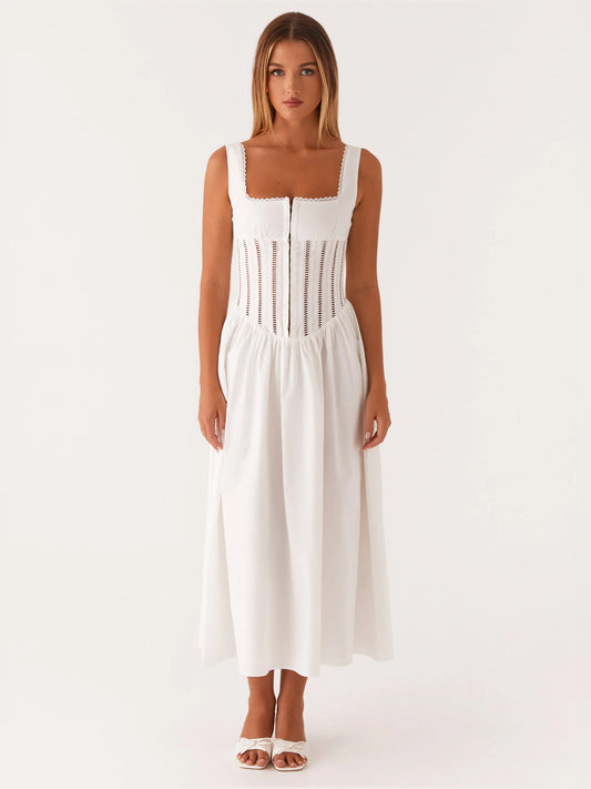 White midi formal dress, alternate view