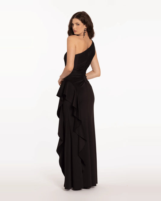 one shoulder trumpet maxi prom dress - image 2