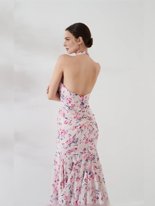 As Picture mermaid floor-length formal dress with draping, alternate view
