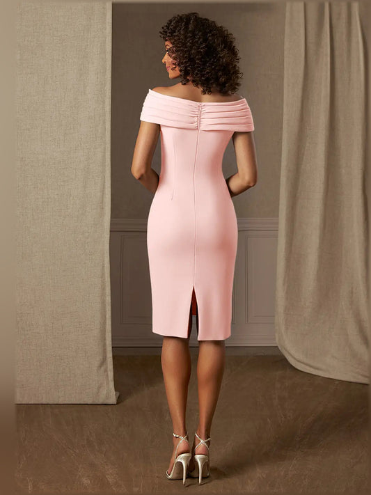 Blush Pink sheath maxi formal dress with ruffle details, alternate view