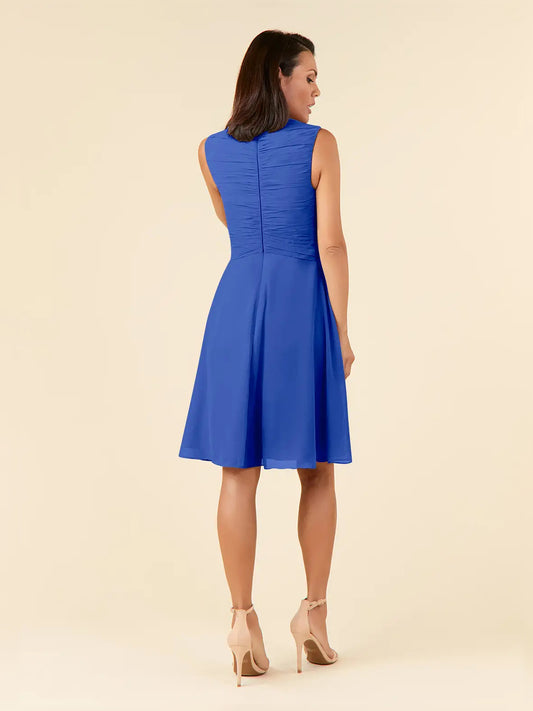 Royal Blue knee-length mother of the bride dress, alternate view showing the bodice and skirt