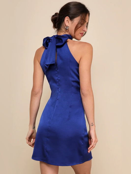 Royal Blue mini homecoming dress, alternate view showing the bodice and skirt