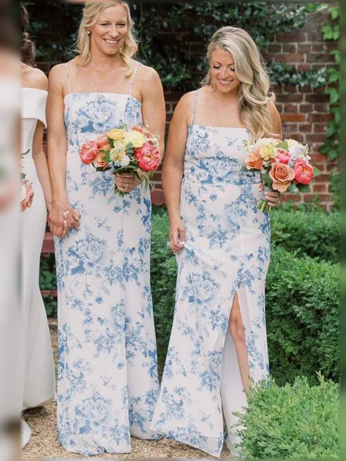 Blue floor-length bridesmaid dress, alternate view showing the bodice and skirt