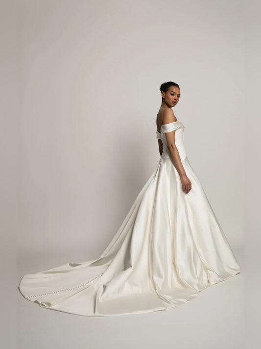 off shoulder a-line floor-length formal dress - image 2
