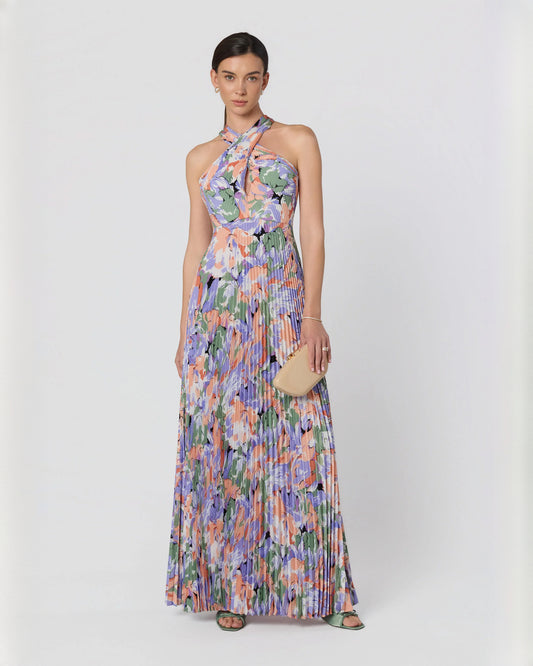 halter neck chiffon a-line maxi bridesmaid dress - image 2