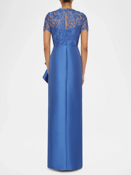 Blue floor-length mother of the bride dress, alternate view showing the bodice and skirt