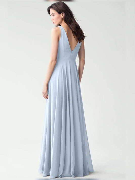 Light Blue floor-length bridesmaid dress, alternate view showing the bodice and skirt