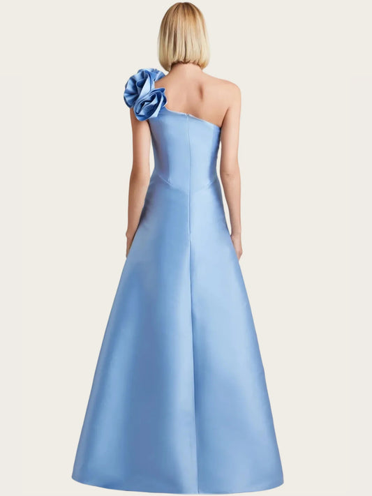 Light Blue a-line floor-length formal dress with beading, alternate view