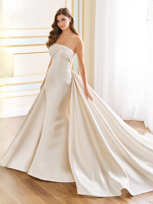 Ivory floor-length wedding dress, alternate view showing the bodice and skirt