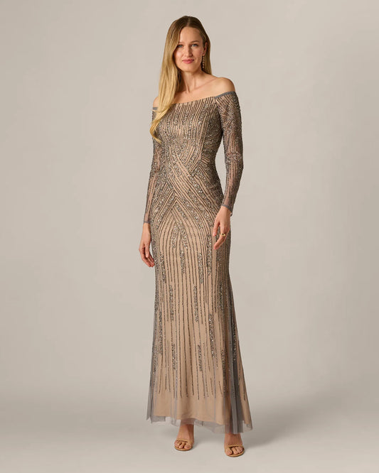 off shoulder mermaid floor-length mother of the bride dress - image 2
