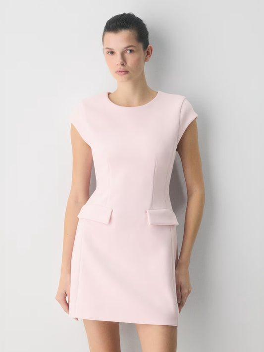 Orange mini homecoming dress, alternate view showing the bodice and skirt