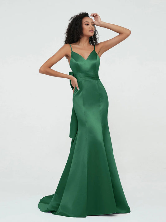 Dark Green maxi prom dress, alternate view showing the bodice and skirt