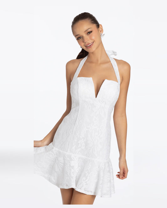 halter neck a-line maxi homecoming dress - image 2