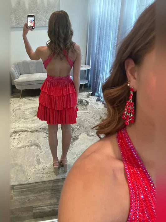 As Picture mini homecoming dress, back view showing the rear of the dress