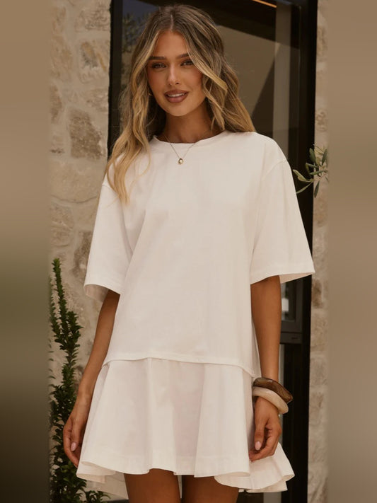 Off White mini homecoming dress, alternate view showing the bodice and skirt
