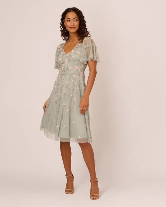v neck a-line midi mother of the bride dress - image 2