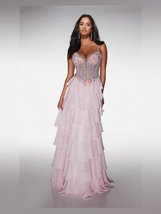 Blush Pink floor-length prom dress, alternate view showing the bodice and skirt