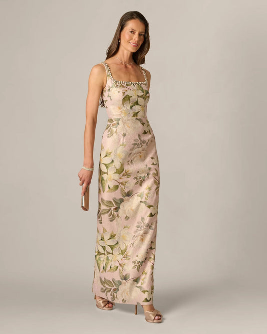 square neck a-line maxi mother of the bride dress - image 2