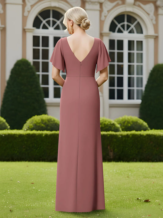 Rose Gold floor-length mother of the bride dress, alternate view showing the bodice and skirt