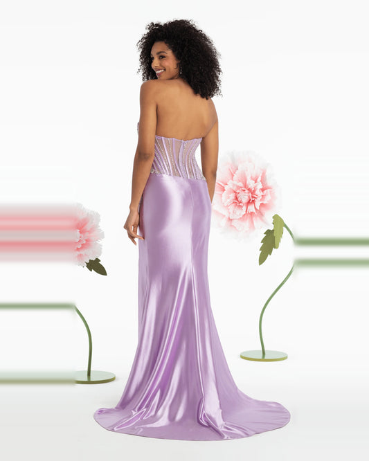strapless column floor-length prom dress - image 2