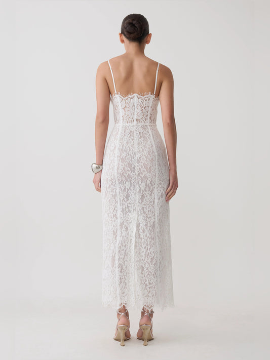 White midi formal dress, alternate view