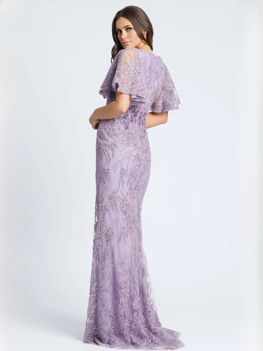 Lilac mermaid floor-length formal dress with embroidery, alternate view