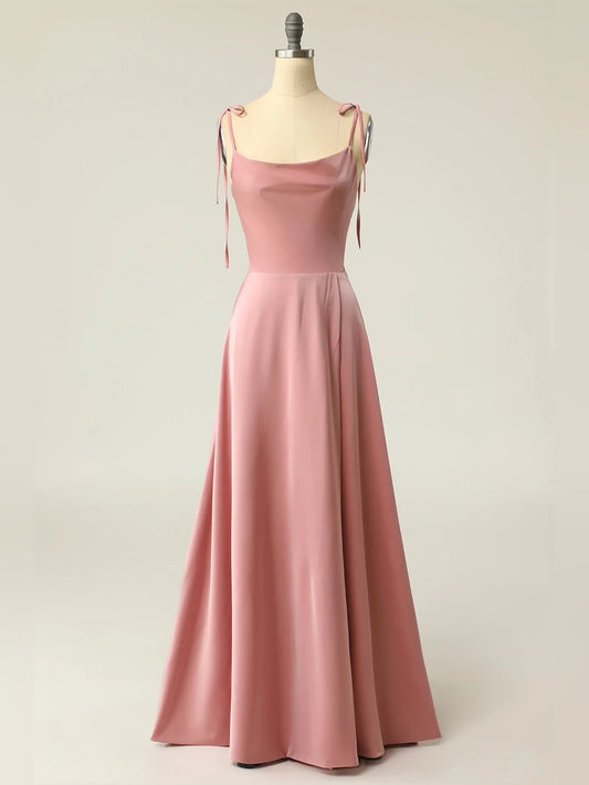 Dusty Pink maxi prom dress, alternate view showing the bodice and skirt