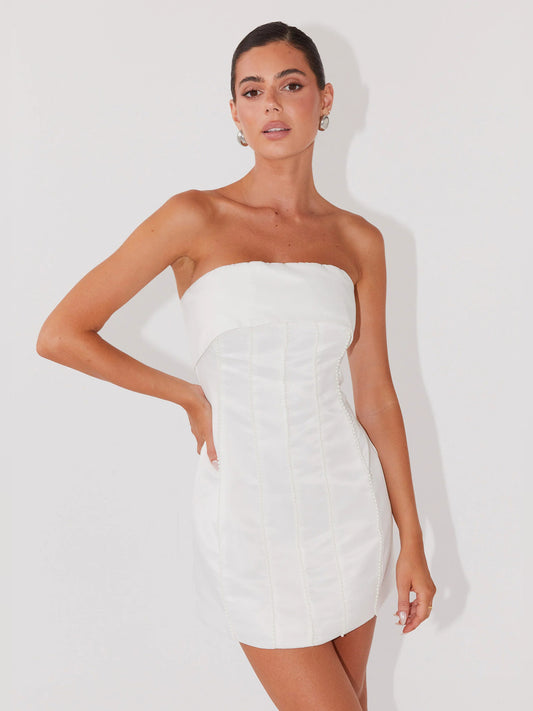 Pearl mini homecoming dress, alternate view showing the bodice and skirt