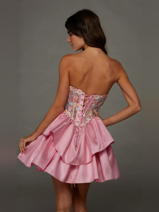 As Picture mini homecoming dress, back view showing the rear of the dress
