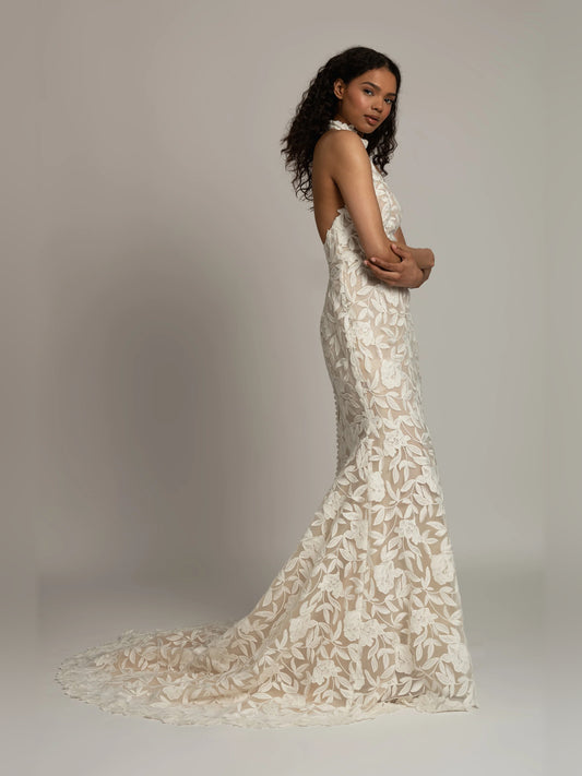 halter neck fit-and-flare floor-length formal dress - image 2