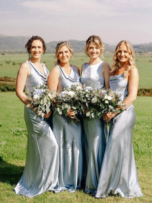 Dusty Blue floor-length bridesmaid dress, alternate view showing the bodice and skirt