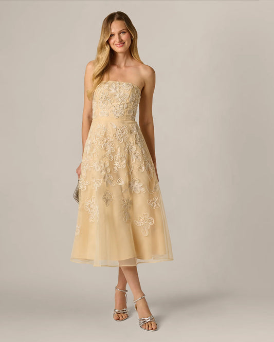 strapless a-line midi mother of the bride dress - image 2