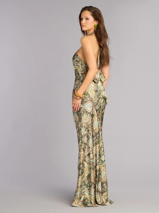 As Picture mermaid floor-length formal dress with printed pattern, alternate view