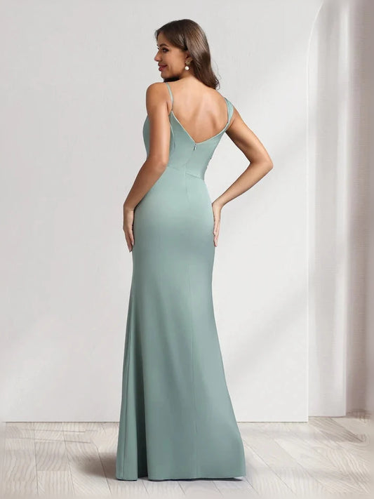 Dusty Sage floor-length bridesmaid dress, alternate view showing the bodice and skirt