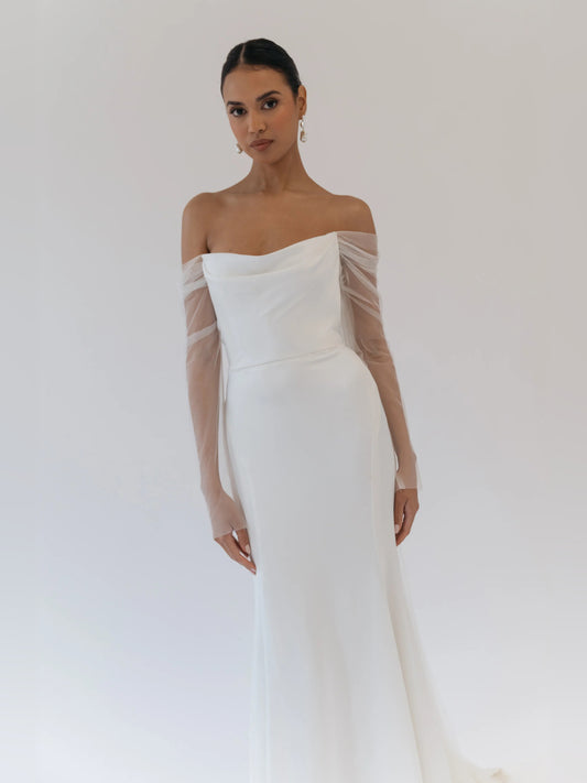 off shoulder fit-and-flare floor-length formal dress - image 2
