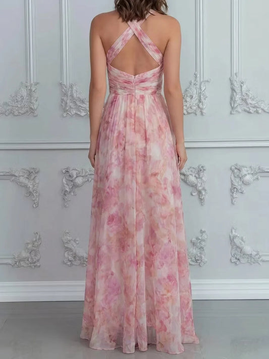 Dusty Pink floor-length bridesmaid dress, alternate view showing the bodice and skirt