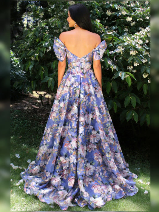 Tahiti a-line floor-length formal dress with corset-style bodice, alternate view