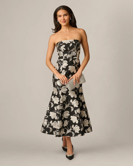 strapless a-line maxi mother of the bride dress - image 2