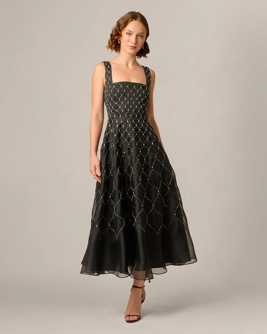 square neck a-line maxi mother of the bride dress - image 2