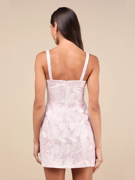 Rose Pink mini homecoming dress, alternate view showing the bodice and skirt