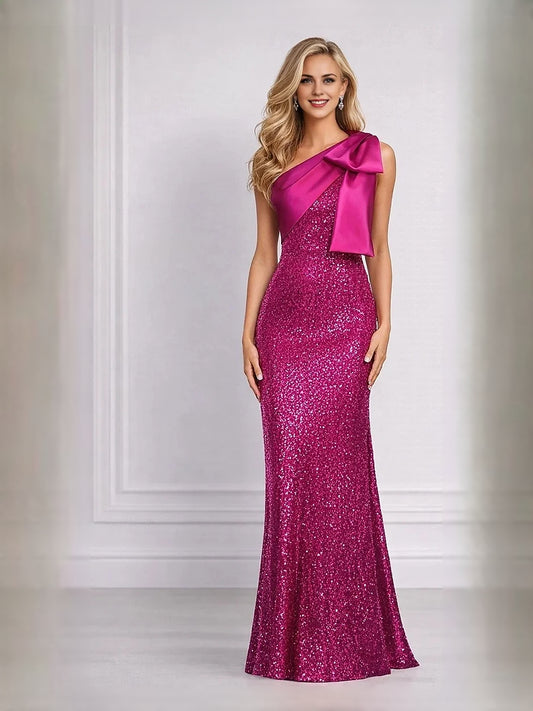 Hot Pink maxi prom dress, alternate view showing the bodice and skirt